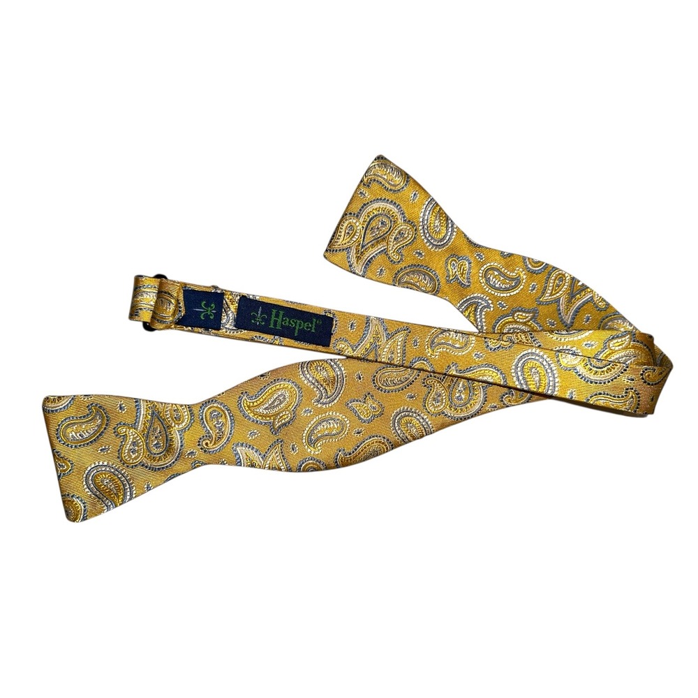 Haspel Mens Bow Tie Gold Paisley Adjustable Formal Neckwear A20Q